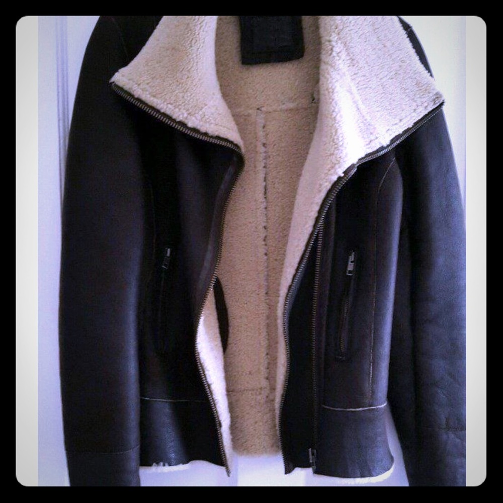 All Saints Men’s Shearling Biker Jacket